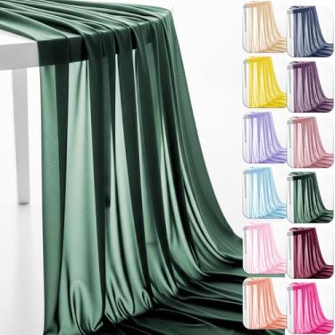 Imagem de Tecido de chiffon de 152 cm da The Yard Tecido transparente pré-cortado para arco de casamento tecido drapeado cortina cachecol decoração de pano de fundo de festa decoração de teto (Hunter Green, 1