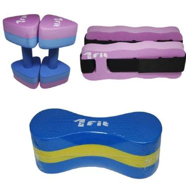 Imagem de Kit Hidro C/ Par de Halter Rosa+Par Caneleira Rosa+Poliboia - 1Fit