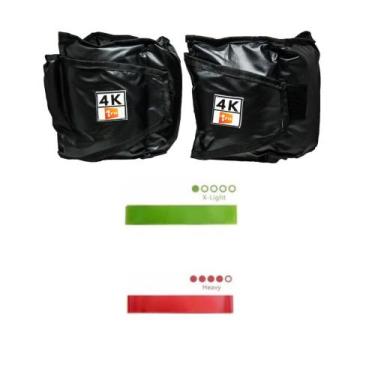 Imagem de Caneleira/Tornozeleira de Peso 4Kgs Profissional + Mini Bands Faixas E