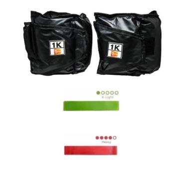 Imagem de Caneleira/Tornozeleira de Peso 1Kg Profissional + Mini Bands Faixas El