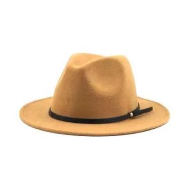 Imagem de Chapéu Fedora Vintage Unissex De Lã Com Aba Larga 54-56-60CM Elegante 