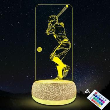 Imagem de Luz noturna LED 3D que muda de cor de beisebol para crianças - Yiweisa