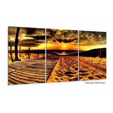 Imagem de Quadro Decorativo Praia Sala Quarto Areia 120x60 3 pç