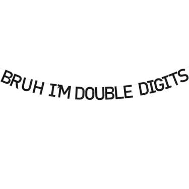 Imagem de Sursurprise Bruh It's My 10th Birthday Decorations, Black Bruh I'm Double Digits Banner, suprimentos para festa de aniversário de 10 anos