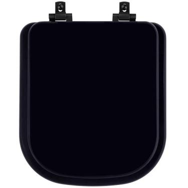 Imagem de Assento Sanitário Mdf Soft Close Quadra Preto Para Vaso Deca Com Ferragem Preta
