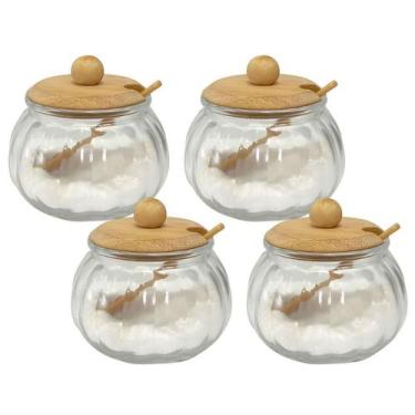 Imagem de Saleiro E Açucareiro Vidro Porta Condimento 4 Peças 230ml - Haüskraft