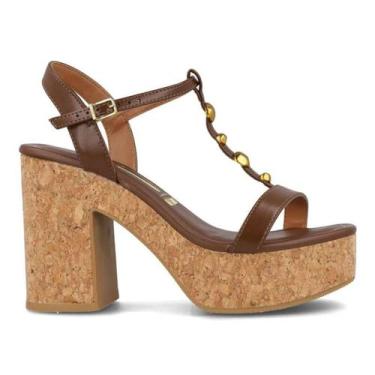 Imagem de Sandália Vizzano Plataforma - Feminina, Marrom, 38
