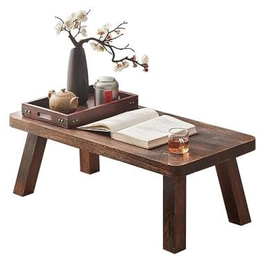 Imagem de Mesa de Tatami mesa de chão mesa antiga mesa de meditação e chá mesa de centro de madeira mesa baixa portátil multifuncional (castanho 50 x 35 x 20 cm)
