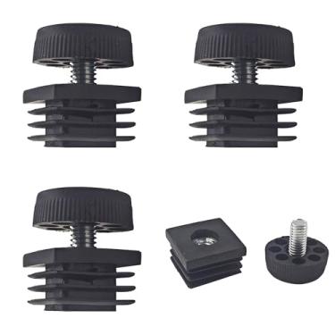 Imagem de Runseaway 4 peças de pés de nivelamento ajustáveis de 25 x 25 mm, kit de inserção de tubo quadrado, niveladores deslizantes de móveis resistentes para mesa, cadeira, armário, pernas de mesa, base