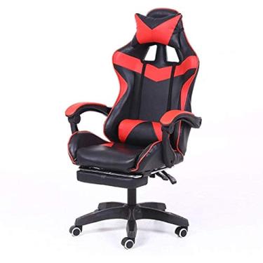 Imagem de Mesa ergonômica para jogos, corrida, escritório, ajustável, com encosto de cabeça e braço lombar, dourado 2