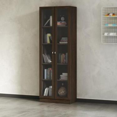 Imagem de Armário Estante Com 2 Portas De Vidro Cr25069 Rustico - MULTIMOVEIS