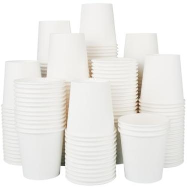 Imagem de Huifany Pacote com 100 copos de papel de 142 g, pequenos copos de banheiro copo de papel descartável para enxaguante bucal, copo de bebida quente/frio para festa, piquenique, churrasco, viagem e