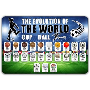 Imagem de Tapetes Evolution of The World Cup 2026 Champions Tapete de porta para decoração de gráfico histórico, decoração de futebol de futebol para homens, capacho para meninos, sala de jantar, dormitório