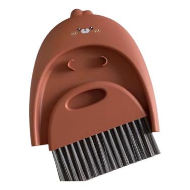 Imagem de Mini Kit de Limpeza Infantil, Marrom, PP, Vassoura e Pá Decorativa com Desenho Urso, 17x16cm, para Casa e Escritório