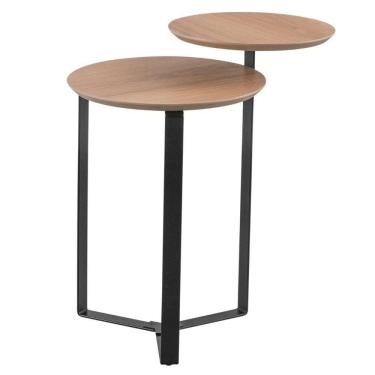 Imagem de Mesa Lateral Industrial Chanfrada Artesano 44 Cm (largura) 2 Tampos Mdp Hanover (mel) Pé Aço Preto