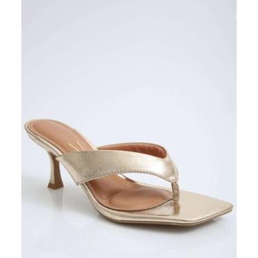 Imagem de Tamanco Feminino Salto Fino Metalizado Vizzano-11280, 37, Dourado