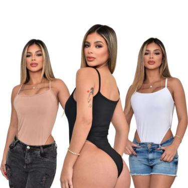 Imagem de Kit Maio Feminino Cavado Body Manga Alcinha Tecido Suplex Moda Praia V