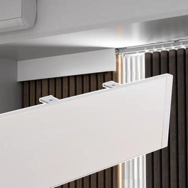 Imagem de Cortina blackout 100% caixa de pelmet sem trilhas, cornija de teto branca para bloco solar de janelas, capa de varão de cortina de alumínio para sala de estar (14 cm, 3,5 m)