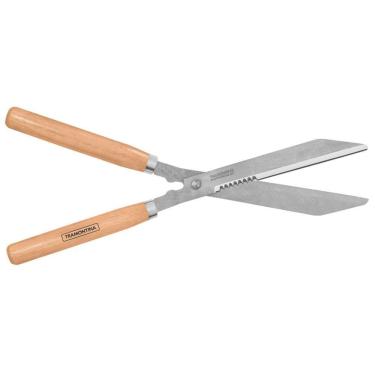 Imagem de Tesoura Para Cerca-viva Tramontina Com Lâmina Serrilhada Metálica E Cabo De Madeira Tramontina