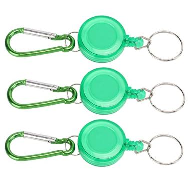 Imagem de Fivela porta-chaves retrátil, porta-chaves telescópico durável para ladrões para exteriores(verde)