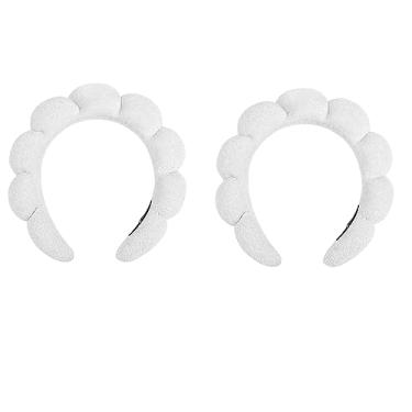 Imagem de Faixa de cabelo para lavar o rosto toalha faixa de cabelo esponja em formato de nuvem faixa de cabelo para lavar o rosto cuidados com a pele fixador de cabelo 2 peças enviadas juntas (white)