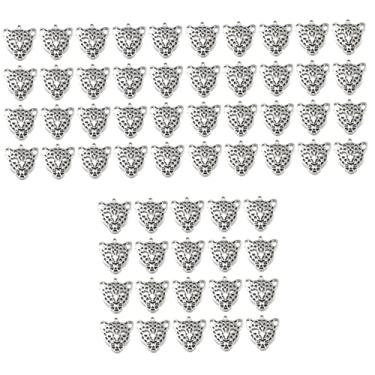 Imagem de Operitacx 60 Peças pingente de charme brindes personalizados Pingente de colar criando encantos terno de prata animal pingente de liga encantos de pingente DIY cabeça de leopardo joalheria