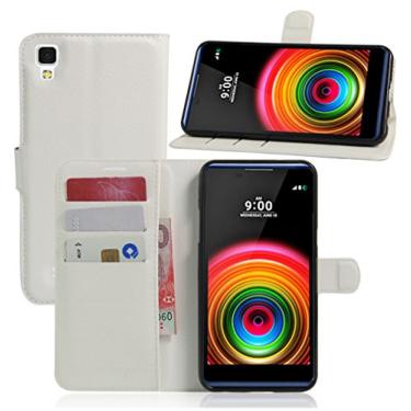 Imagem de Capa para LG X Power, capa carteira flip de couro PU premium com compartimento para cartão, suporte e fecho magnético [capa interna de TPU à prova de choque] Compatível com LG X POWER