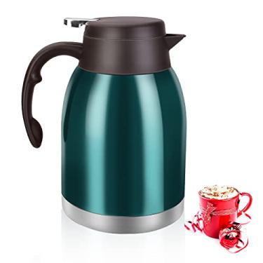 Imagem de Dispensador térmico de café de aço inoxidável de 1,530 g, frasco de vácuo inquebrável de parede dupla de 1,6 L, bule de chá, jarra de bebida para café quente para garrafa de Natal (verde)