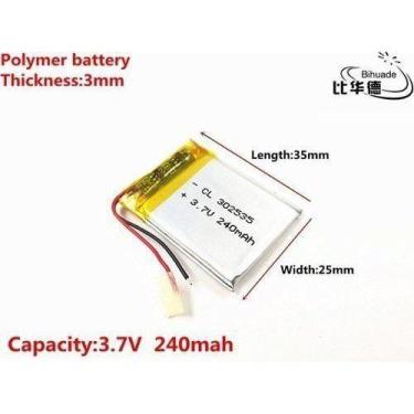 Imagem de Bateria 3,7v 240mah 3mm X 25mm X 35mm  C/2 Fios Nova - bgb