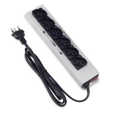 Imagem de Filtro de Linha Metálico 6 Tomadas Tripolar Bivolt 120Cm Cinza- - Forc