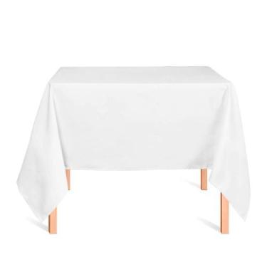Imagem de Toalha de Mesa Quadrada em Tecido Jacquard Branco Liso Tradicional - J