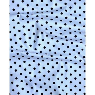 Imagem de Tecido Tricoline Estampado Poá Preto Fundo Branco - 1,50m de Largura