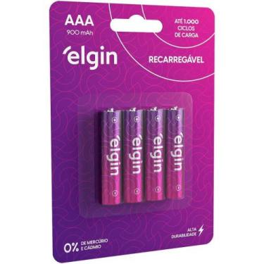 Imagem de Pilha Recarregável AAA ELGIN 900MAH 1,2V Blister com 4 Unidades, 4