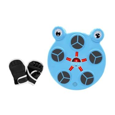 Imagem de Vaveren Máquina de boxe musical infantil, alvo de parede, alvo de boxe eletrônico com luz, treinador de boxe inteligente para academia de karatê, kickboxing, Azul