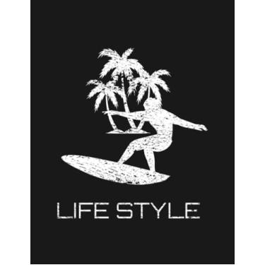 Imagem de Notebook: Life Style Surfing Summer Vibes Beach Party Sun: Gratitude Notebook Journal Daily Gift 100 Pages 8.5x11 Soft Cover