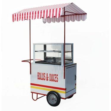 Imagem de Carrinho de doces e bolos Não Térmico com abertura lateral e rodas pneumática Mod 4253
