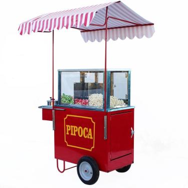 Imagem de Carrinho de pipocas com 3 divisões para pipocas doce e salgadas com 2 panelas Mod 4223