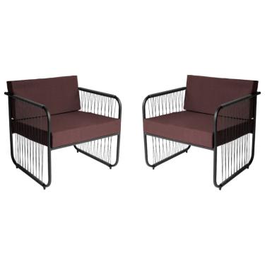Imagem de Conjunto 2 Poltronas para Sala de Estar Córdova em Aço Carbono e Fibra Sintética Acesse Móveis