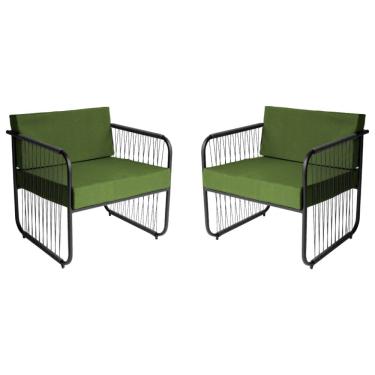 Imagem de Conjunto 2 Poltronas para Sala de Estar Córdova em Aço Carbono e Fibra Sintética Acesse Móveis