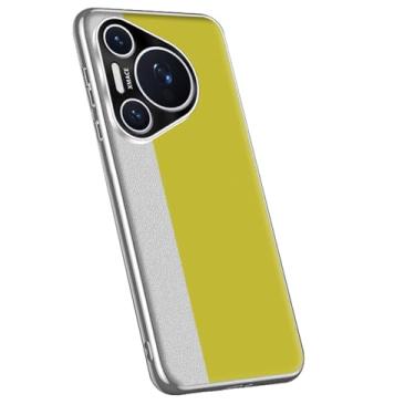 Imagem de LYJSMGZ Capa minimalista para Huawei Pura 70 Ultra/70 Pro/70 Pro+/70, capa de couro com bloqueio de cor banhada a proteção da câmera, capa fina antiqueda, amarela, 70 Pro