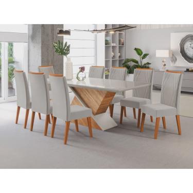 Imagem de Mesa de Jantar Retangular Pipa com 8 Cadeiras Madeira Maciça Vegas