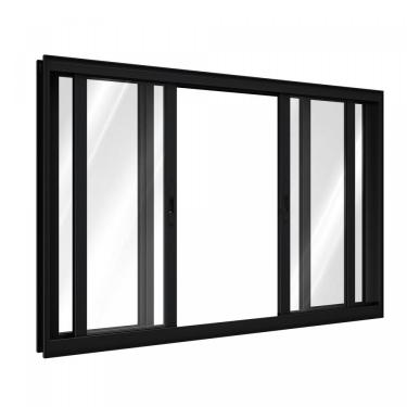 Imagem de Janela De Alumínio 2 Folhas Móveis E 2 Fixas 100X120Cm Lucasa Preto
