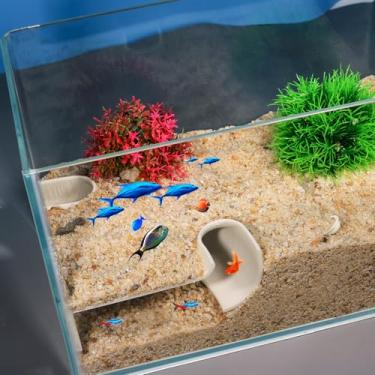 Imagem de LingoFoto Aquário Undergravel Túnel de Peixes Esconder Caverna Canto Decorações de Tanque de Peixes sob Cascalho Túnel de Visualização Caverna de Peixes para Esconderijo de Aquário (Branco, Estilo 1)