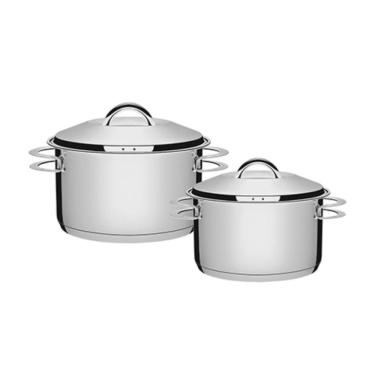 Imagem de Caçarola Funda 20 Cm 3,6 L + Caçarola Funda 24 Cm 6,1 L Solar Em Aço Inox Fundo Triplo...