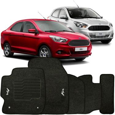 Imagem de Jogo de Tapete Automotivo Carpete Ford Ka 2015 à 2019 Soft Logo Bordado Grafite 5 Peças