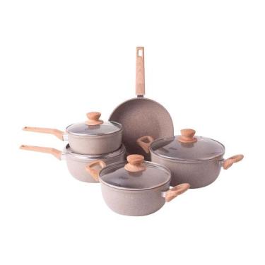 Imagem de Conjunto panelas oster 5 pecas antiaderentes marble edition cinza dust