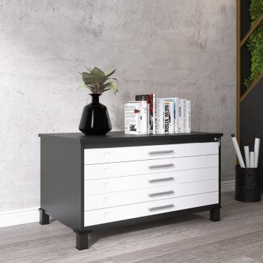 Imagem de Mapoteca Mont 5 Gavetas 71,3cm X 120,4cm Aço Preto/Branco