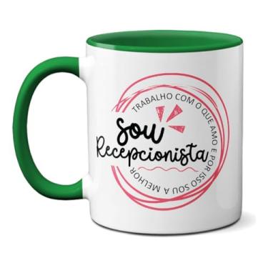 Imagem de Caneca Para A Melhor Recepcionista Amo o Que Faço Profissão (Verde)