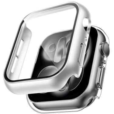 Imagem de TAURI Pacote com 2 capas rígidas para Apple Watch Series 11/10 de 46 mm, com protetor de tela de vidro temperado de policarbonato resistente a manchas e proteção geral fina para iWatch S11 de 46 mm