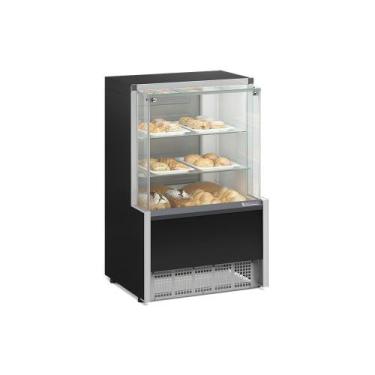 Imagem de Vitrine Neutra Aurora Vidro Reto MPNA075R Preto Gelopar Bivolt